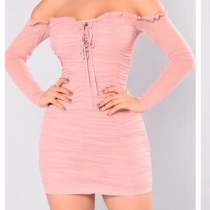 Fashion Nova Pink Long Sleeve Dress